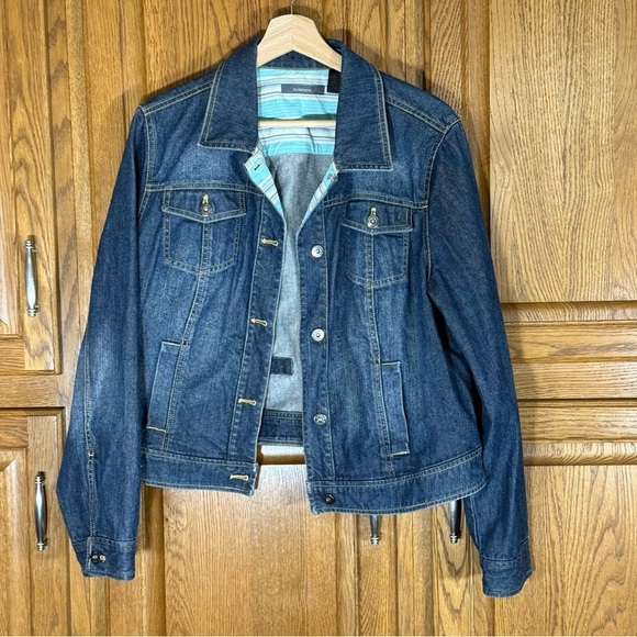 Liz Claiborne Jackets & Blazers - Liz Claiborne Denim Jacket Women’s XLarge Dark Wash Drawstring Waist Button Up